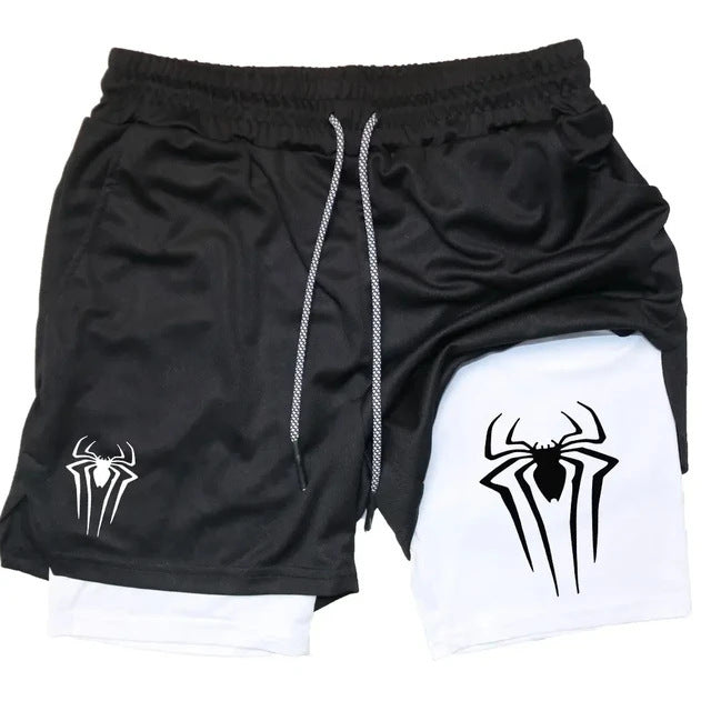 Men's Spider Print Compression Sports Shorts
