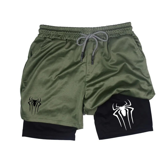 Men's Spider Print Compression Sports Shorts
