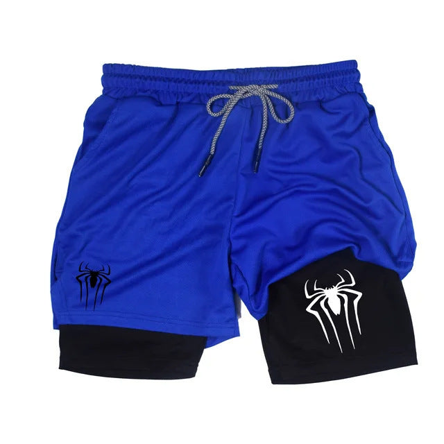 Men's Spider Print Compression Sports Shorts