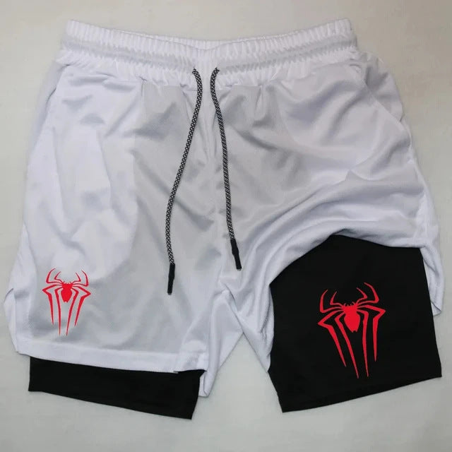 Men's Spider Print Compression Sports Shorts