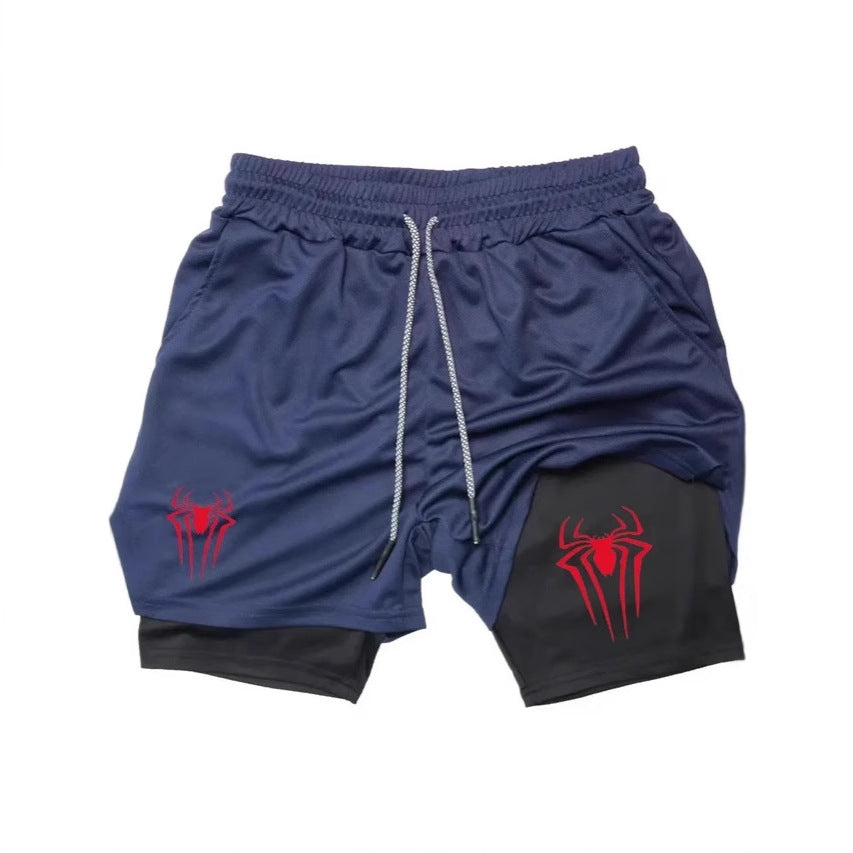 Men's Spider Print Compression Sports Shorts