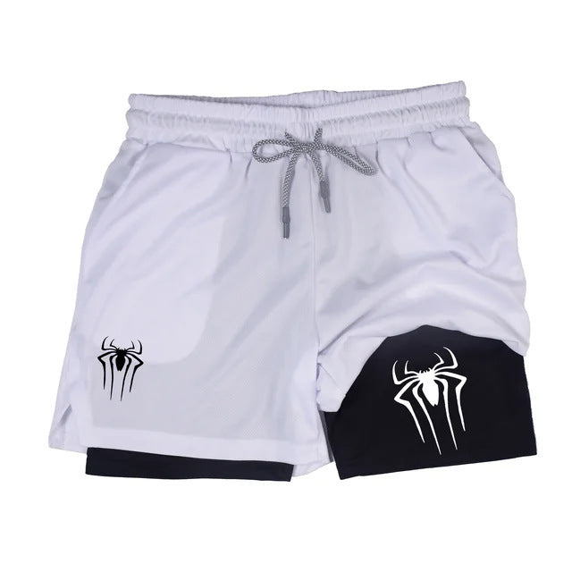 Men's Spider Print Compression Sports Shorts