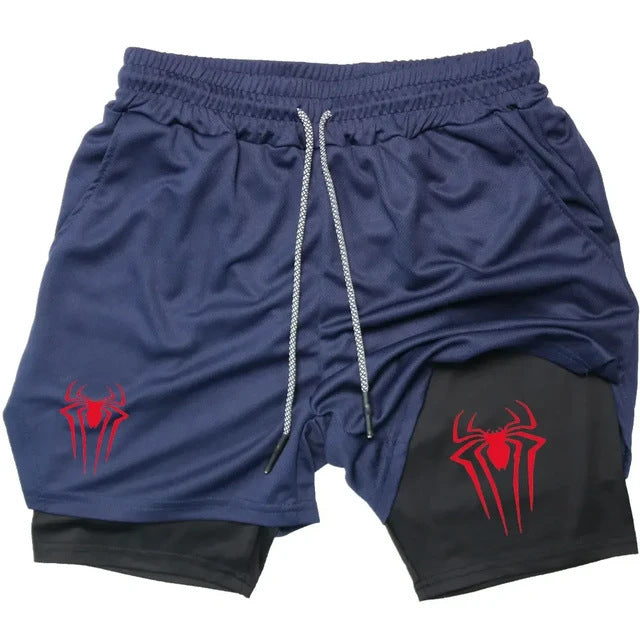 Men's Spider Print Compression Sports Shorts