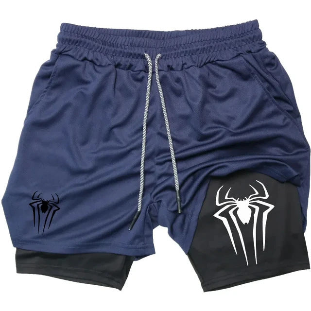 Men's Spider Print Compression Sports Shorts
