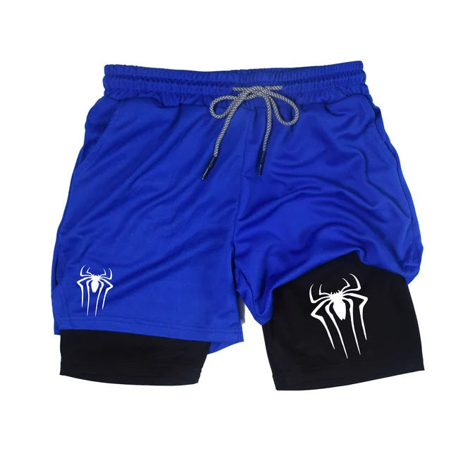 Men's Spider Print Compression Sports Shorts
