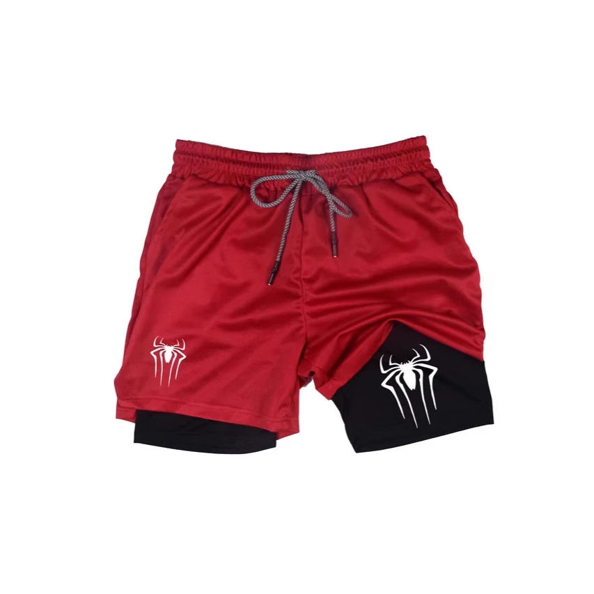 Men's Spider Print Compression Sports Shorts