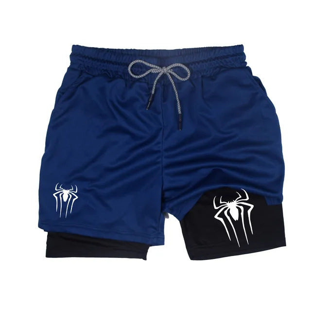 Men's Spider Print Compression Sports Shorts