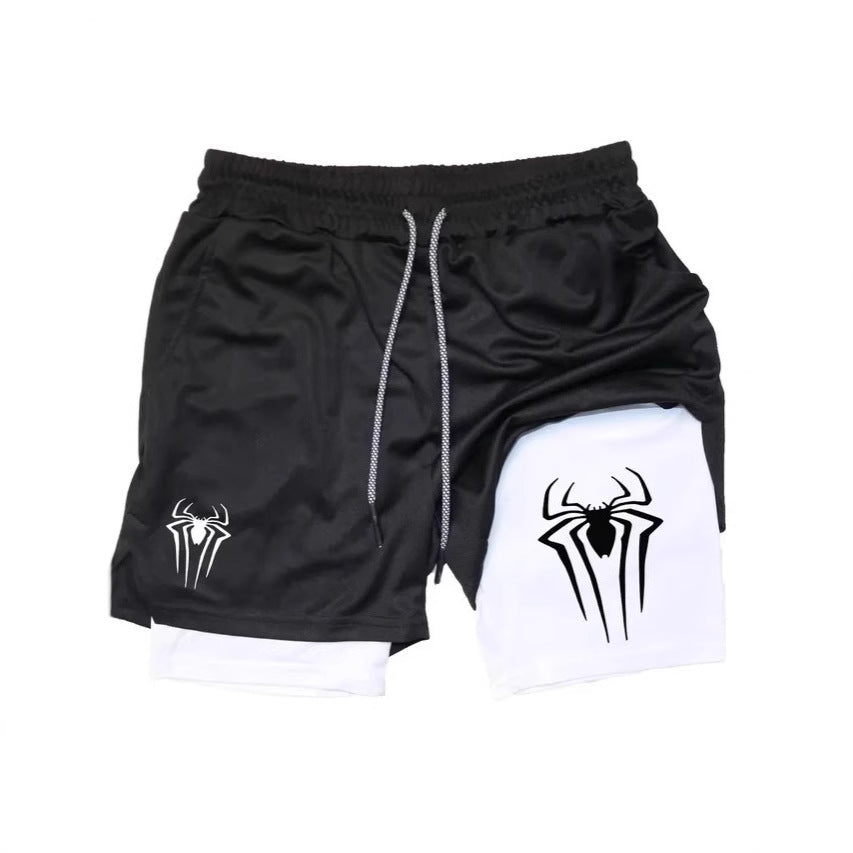 Men's Spider Print Compression Sports Shorts