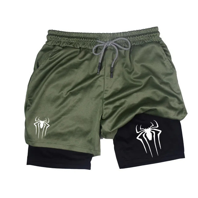 Men's Spider Print Compression Sports Shorts
