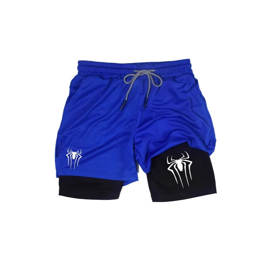 Men's Spider Print Compression Sports Shorts