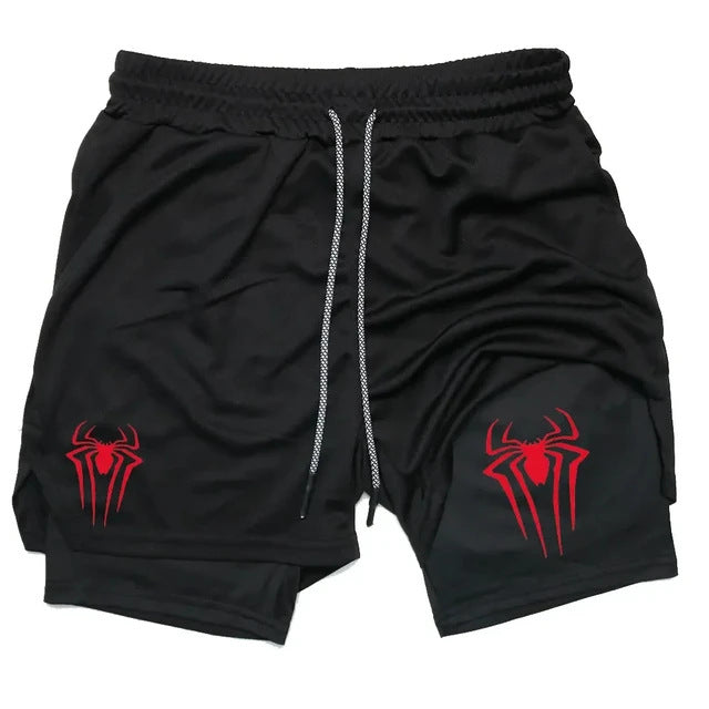 Men's Spider Print Compression Sports Shorts