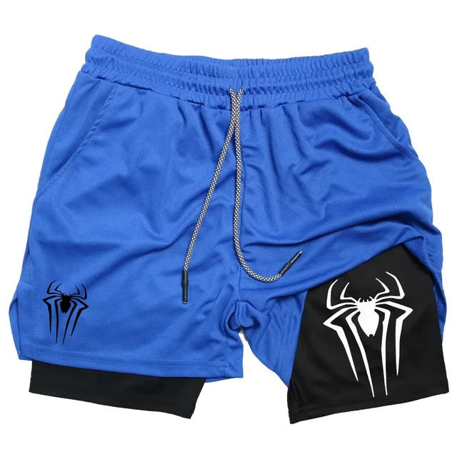 Men's Spider Print Compression Sports Shorts